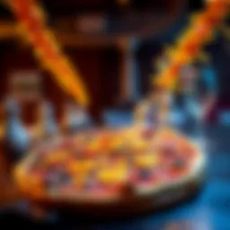 A celebration of Bitcoin's first purchase featuring a pizza with Bitcoin symbols, illustrating the historical significance of the event.