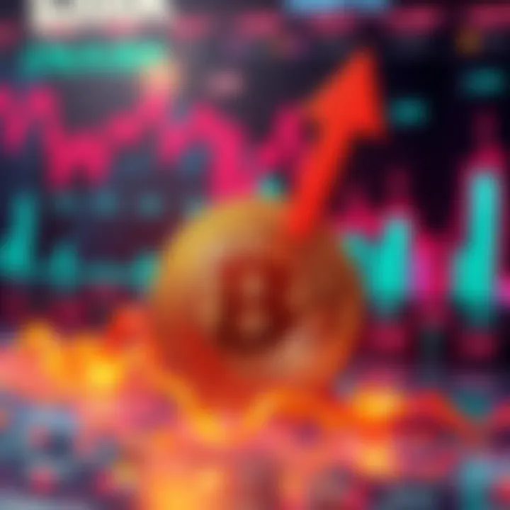 Graphic showing Bitcoin with an upward trend arrow and a background of inflation data highlights