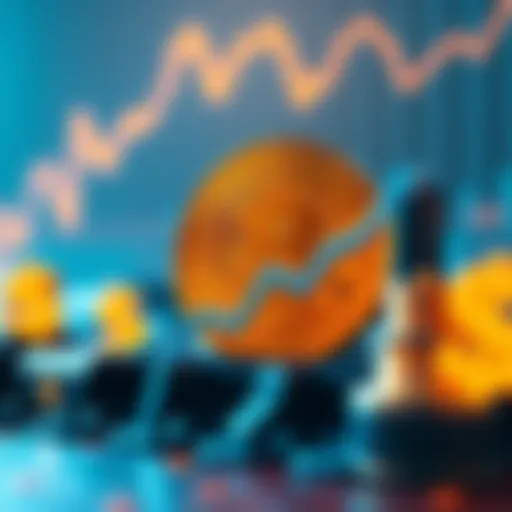 Graphic showing Bitcoin symbol with an upward trend line and dollar signs, indicating a rise in value to $124K.