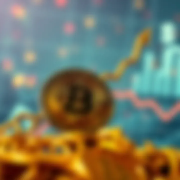 Bitcoin Price Surge Bitcoin approaching $105,000 with a rising graph and dollar signs representing investment potential.