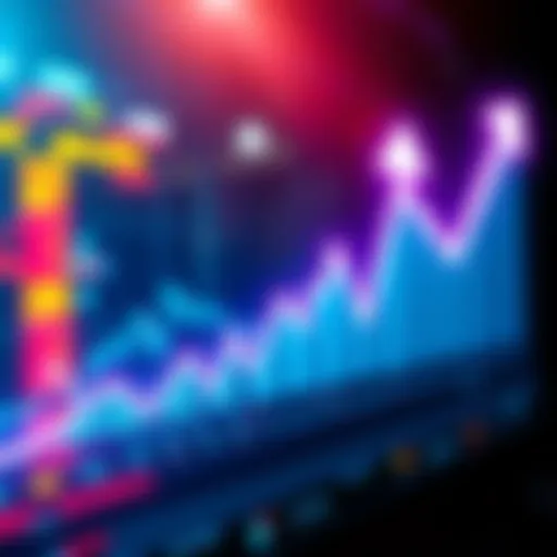 A graphic showing the rise and fall of Bitcoin prices over time with arrows indicating market fluctuations.