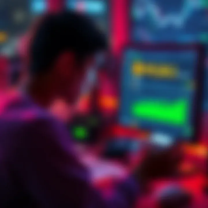 A person looking at a computer screen displaying Bitcoin prices and transaction fees, with a calculator next to them, contemplating costs.