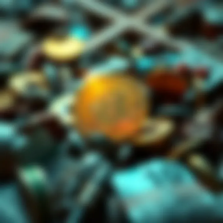 Bitcoin Resilience A Bitcoin coin shining brightly among faded currencies, representing its strength and longevity against skepticism.