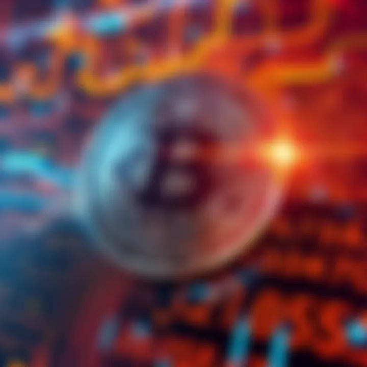 Bitcoin SHA-256 Calculation A digital representation of Bitcoin's SHA-256 hash calculations at high speed, featuring graphics of circuits and numbers flowing rapidly, symbolizing processing power.