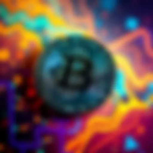 A representation of the Bitcoin symbol over a colorful abstract background, showcasing its digital nature and significance in finance.