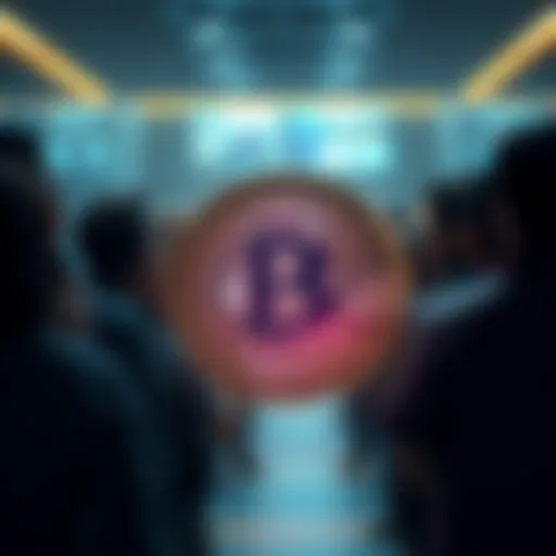 A Bitcoin symbol appears dim and less vibrant, surrounded by indifferent people looking away.