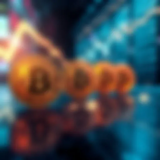 A graphic showing Bitcoin logos with arrows indicating fast trading without permission, symbolizing its decentralized nature