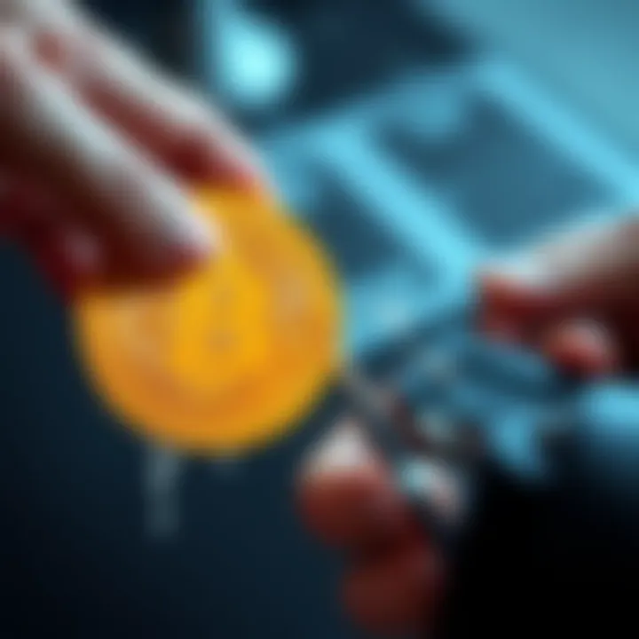 A graphic showing a Bitcoin being transferred to a cold wallet, symbolizing secure storage and lower fees.