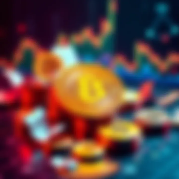 A visual representation of the Bitcoin Treasury with symbols of money and cryptocurrency charts.