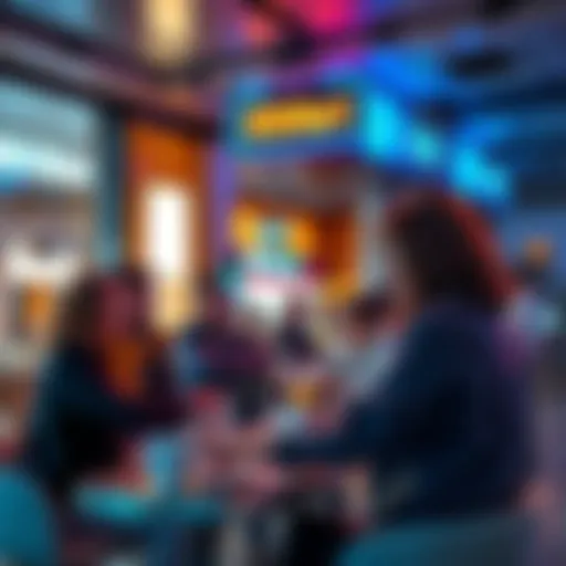 Attendees at TOKEN2049 engaging over coffee in a vibrant setting