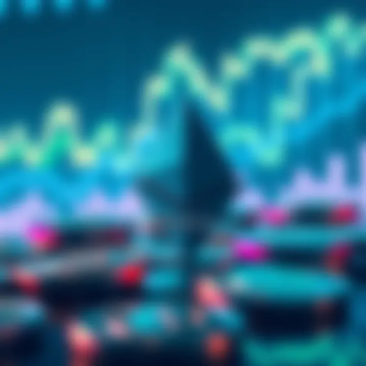 Illustration showing a digital representation of Ethereum coins with a backdrop of financial growth charts, symbolizing BitMine Immersion's investment boost.