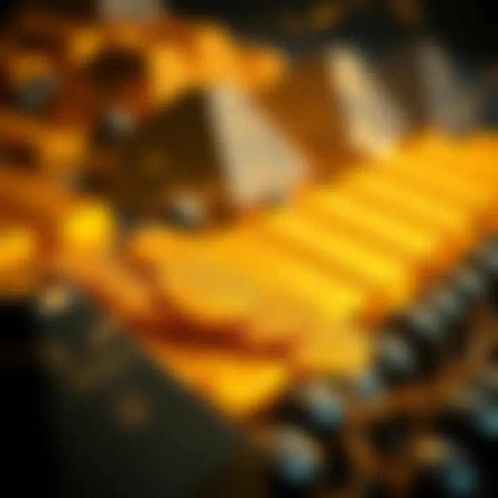 A representation of gold bars transforming into digital tokens, symbolizing BlackRock's gold tokenization project.