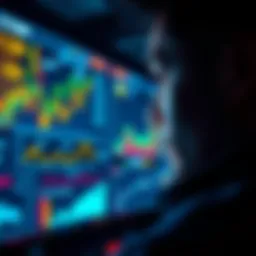 A person looking at a digital screen displaying blockchain data and charts, symbolizing on-chain transparency and its impact.