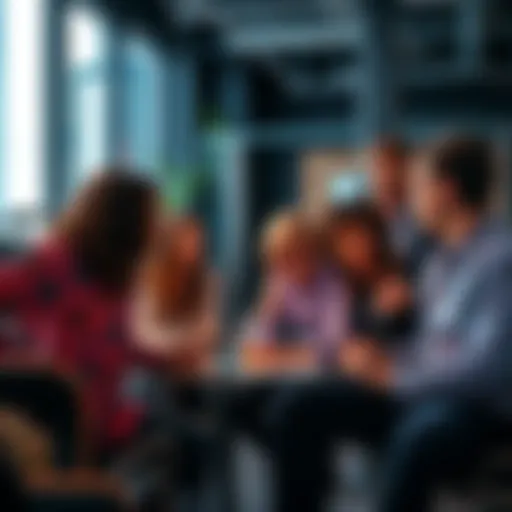 A group of diverse entrepreneurs brainstorming ideas for Web3 startups in a modern office space.
