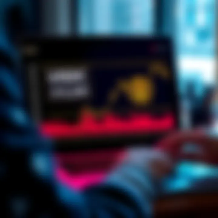 A person managing their cryptocurrency assets on a laptop with USDC and ETH graphics on the screen.