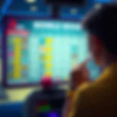 Bowling Challenge Board A player looks at a challenge board filled with various mini-game tasks after playing bowling matches. They appear thoughtful, considering strategies to progress without spending money.