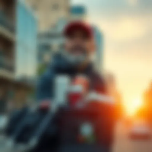 A Brazilian man collecting aluminum cans for recycling while looking hopeful, surrounded by a city setting, symbolizing his journey to invest in Bitcoin.