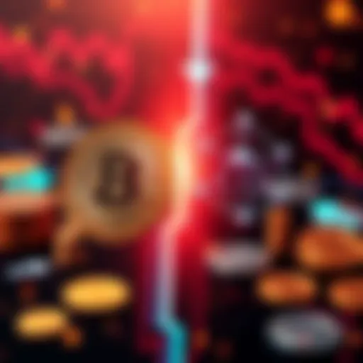 A visual representation of swapping Bitcoin for Cardano with currency symbols and arrows