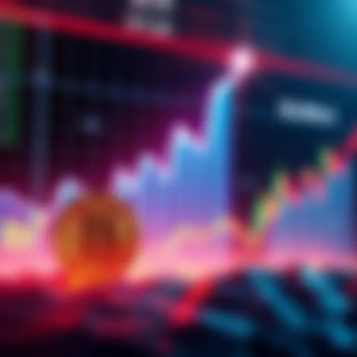 A graph showing a rising trend in Bitcoin prices against a backdrop of a bullish market, symbolizing investment opportunities.