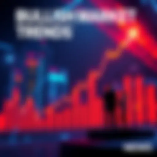 A graph showing upward market trends with confident investors discussing strategies.