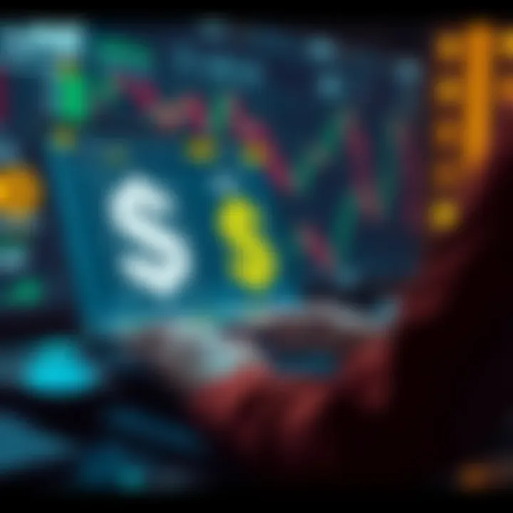 A person using a laptop to buy $ONE cryptocurrency on a digital exchange platform with a graphic depicting $ONE and USD symbols.