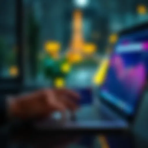 A person using a credit card on a laptop to purchase cryptocurrency online.