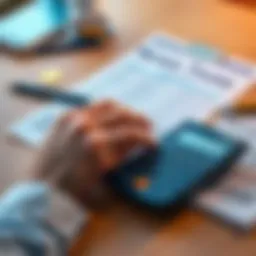 A person calculating crypto taxes with a calculator and paperwork on a desk, illustrating tax gains and losses from DEX exchanges.