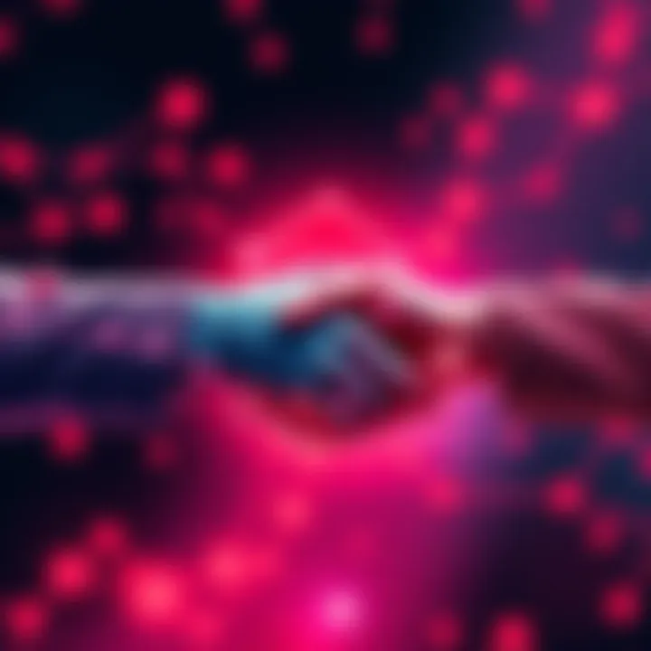 Graphic showing Cardano logo with handshake icons representing new partnerships and rising value of $ADA and $BTC.