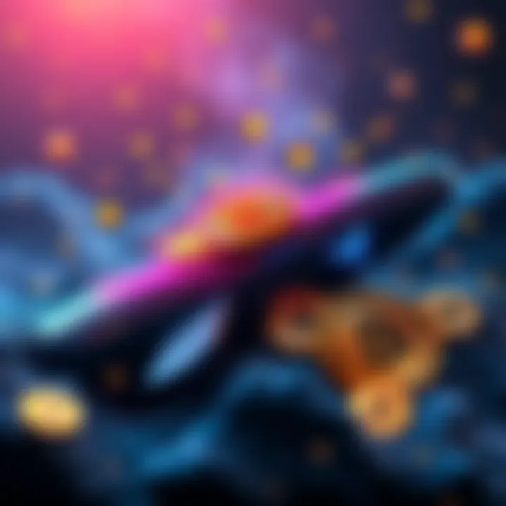 A graphic showing large wallets with the Cardano logo and ADA tokens being transferred, symbolizing whale activity in the market.
