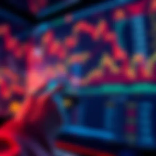 A person using a smartphone to transfer cryptocurrency to an exchange, with visuals of memecoins and financial charts in the background.