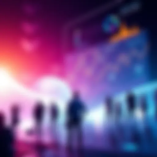 A vibrant graphic showing people engaging with Chainbase Staking, showcasing charts and community interaction, symbolizing growth in cryptocurrency for 2025.