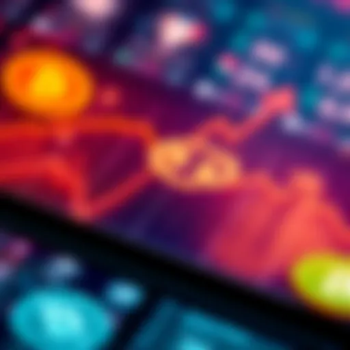 Graph showing Chainlink price increase with digital currency icons in the background.