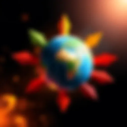A globe surrounded by arrows representing change and transformation