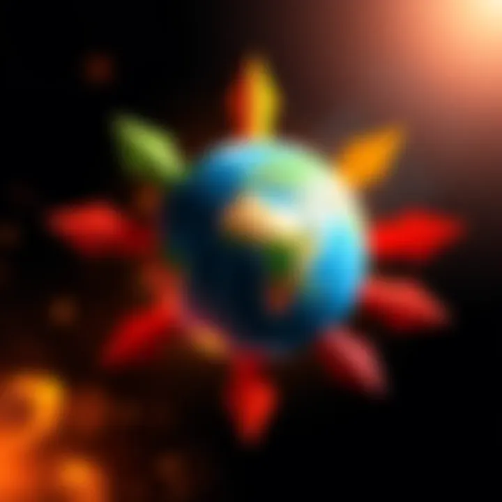 A globe surrounded by arrows representing change and transformation