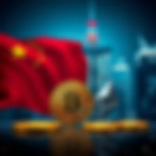 A graphic showing the China and Hong Kong flags with cryptocurrency symbols like Bitcoin and Ethereum, representing China's new crypto trade plans through Hong Kong exchanges.