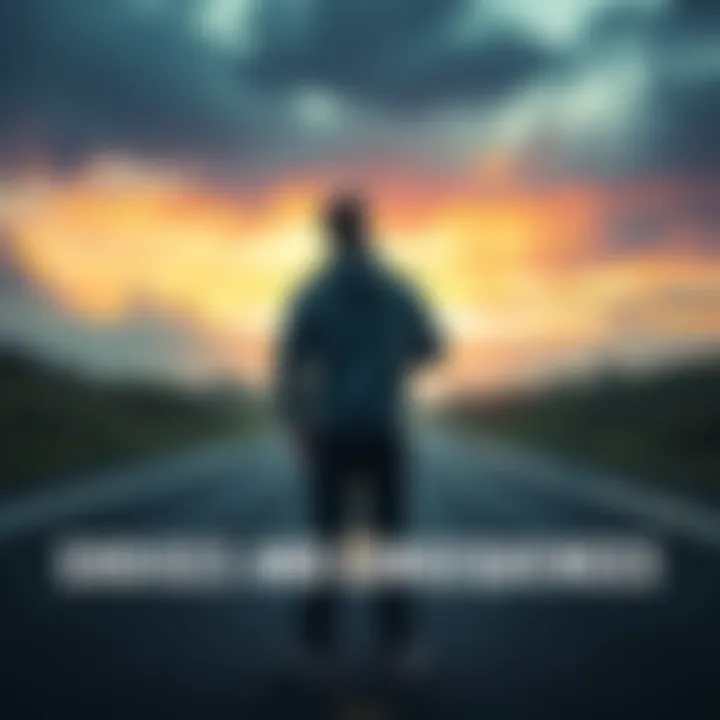 A person standing at a crossroads, contemplating choices with a thoughtful expression.