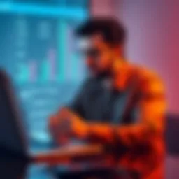 A person comparing different crypto platforms on a laptop, looking thoughtful about security and features.