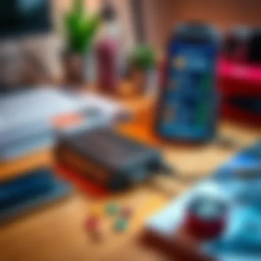 A close-up view of a Ledger and Trezor hardware wallet on a wooden desk, with a smartphone displaying crypto staking options in the background.