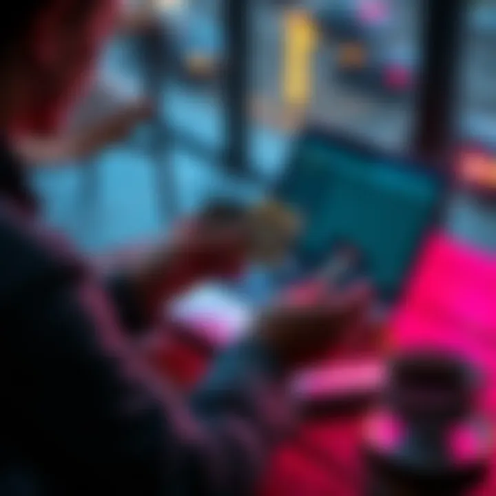 Choosing a Crypto Card A person comparing different crypto cards on a table with a laptop and coffee