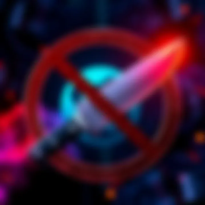 Circle Blocks USDC Purchases A visual representation of Circle's decision to ban USDC transactions for knife purchases, showing a crossed-out knife and the USDC logo.