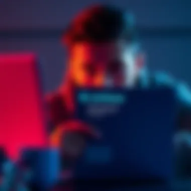 A person looking worriedly at a laptop showing a Coinbase warning message about frozen funds.