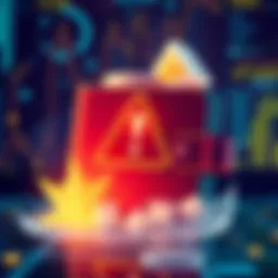 Illustration showing a digital wallet with a warning sign, symbolizing the CoinDCX hack and significant loss of funds