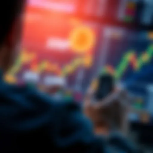 A person holding a cold wallet device while looking at charts of XRP values on a screen, representing secure digital asset storage.