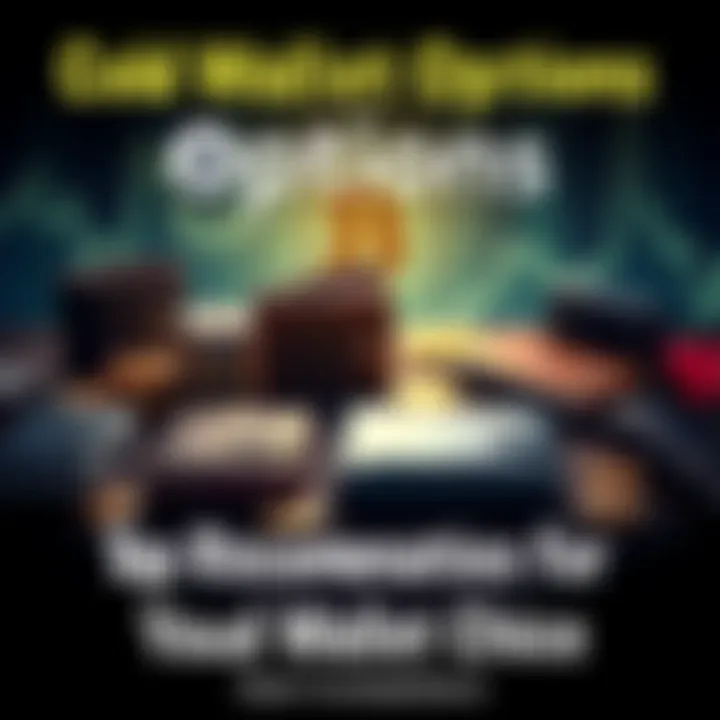 Various cold wallets on a table with cryptocurrency symbols