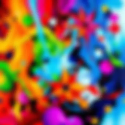 A vibrant abstract painting featuring bold colors and dynamic shapes, showcasing the beauty of contemporary art in 2025.