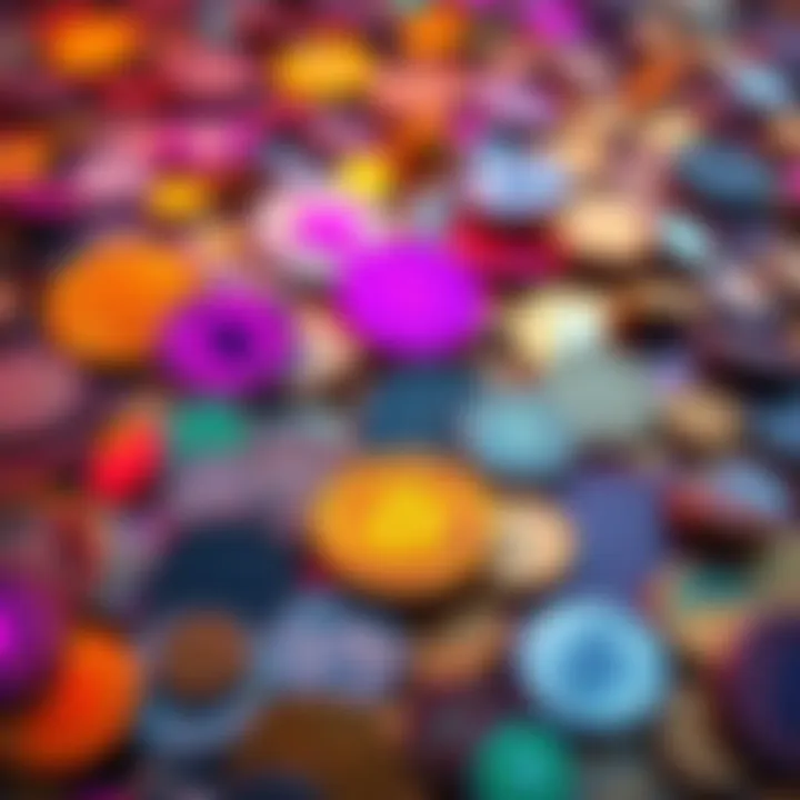 A variety of low-cost cryptocurrency coins spread out, reflecting potential investment opportunities