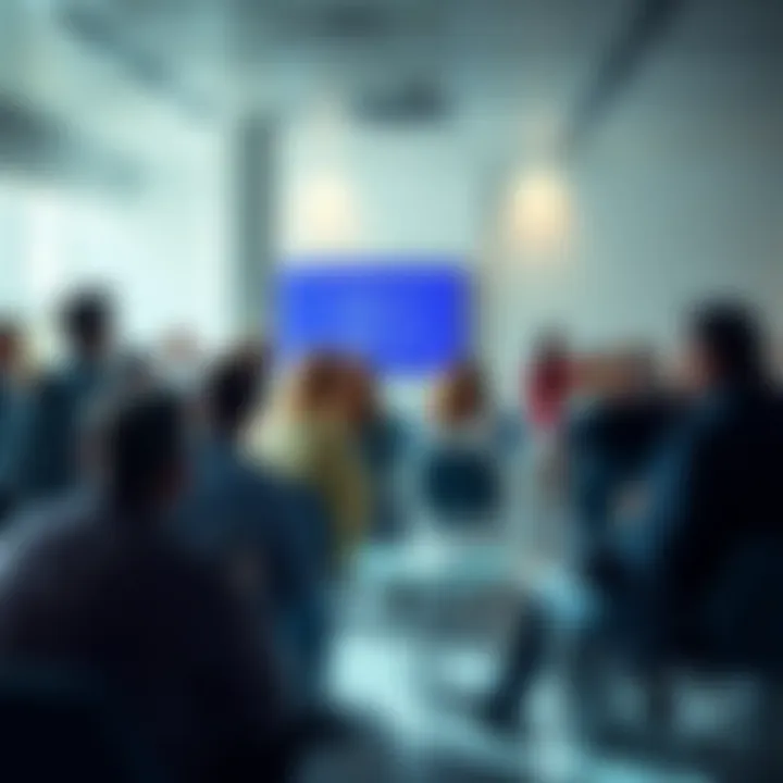 A group of people gathered in a bright room, sharing ideas and engaging in conversation during a discussion session.