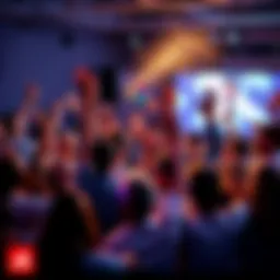 A group of people celebrating the release of a new community update, showcasing excitement and engagement with technology.