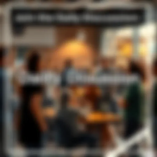 A diverse group of people engaging in conversation about current events in a community setting