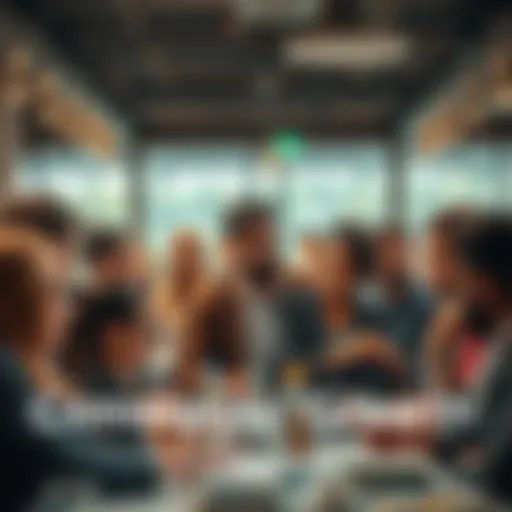 A diverse group of people engaged in discussions about finance and investments, symbolizing community strength and collaboration in commercial activities.